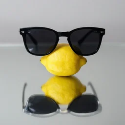 a lemon, wearing sunglasses, canon eos r 3, f / 1. 4, iso 2 0 0, 1 / 1 6 0 s, 8 k, raw, unedited, symmetrical balance, in - frame