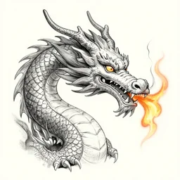 “fire breathing dragon, stippling”