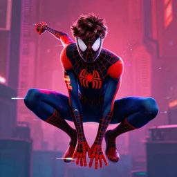 dustin from stranger things in spiderman into the spiderverse, in the style of into the spiderverse, glitchcore