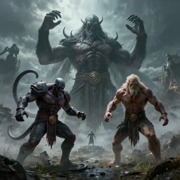 cthulhu duels poseidon on a giant field