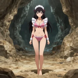 a nagaji maid in a bikini standing in a boundless cave, digital illustration, fantasy, amazing detail, in the style of greg rutkowski