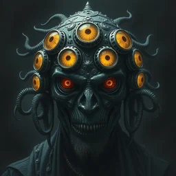 an african!! all seeing shaman covered with 9 eyes, dim light, bloom, front game card, marvel comics, dark, intricate, highly detailed, smooth, artstation, digital illustration by ruan jia and mandy jurgens and artgerm and wayne barlowe and greg rutkowski and zdislaw beksinski, and h. r. giger and adi granov
