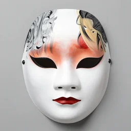 a hannya mask by artgerm, shin hanga and kawanabe kyosa
