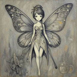 microbiologist fairy. decal by award - winning mangaka, intricate details, heavily stylized, muted palette, oil painting