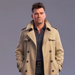 hyperrealistic mythic rick astley wearing trench coat by pixar, octane render, rtx on, unreal engine 5
