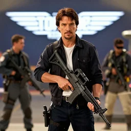 chuck norris in top gun new generation movie scene, realistic, hdr, clear image, hdd, rtx on, dynamic lighting,