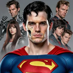 Christopher reeve!!!  terminator t-800 damaged face exposed skull, superman costume, realistic shaded perfect face, fine details. not anime. Realistic shaded lighting poster by Ilya Kuvshinov katsuhiro, magali villeneuve, artgerm, Jeremy Lipkin and Michael Garmash, Rob Rey and Kentarõ Miura style, trending on art station