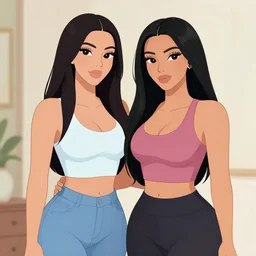 keeping up with the kardashians but in the style of an anime tv show, illustration