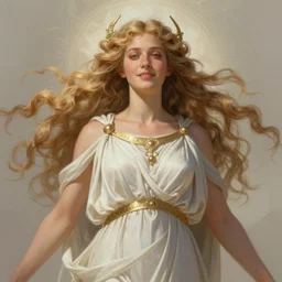 Paul Rudd as goddess of hope, elpis, light hair, greek, happiness, intricate, elegant, ethereal, highly detailed, digital painting, artstation, concept art, smooth, sharp focus, illustration, art by artgerm and greg rutkowski and alphonse mucha