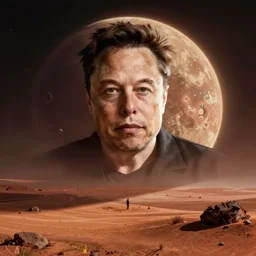 Elon Musk on terraformed mars, digital art