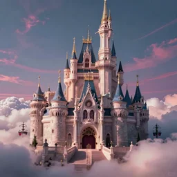 tall intricate baroque kawaii goth castle in the clouds, faded effect, detailed, vaporwave colors!!, by james jean, james jean art,
