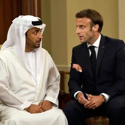 Emmanuel Macron speaking Arabic to a china man in American Psycho (1999)