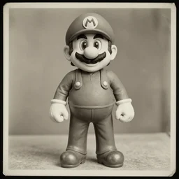 mario, portrait, full body, symmetrical features, silver iodide, 1 8 8 0 photograph, sepia tone, aged paper, master prime lenses, cinematic