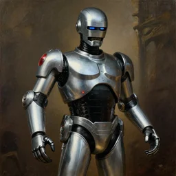 robocop in medieval age, made by rembrandt made by frazetta