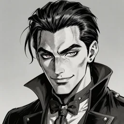 Portrait of a vampire, manga style, ultra detailed, gray