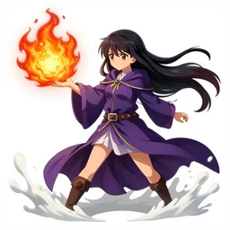 a sorceress casting a fire ball, Sakimichan official splash art