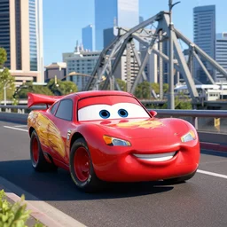 Pixar lightning Mcqueen in Brisbane city on the story bridge