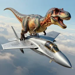 a detailed digital art painting of a trex dinosaur piloting a fighter jet