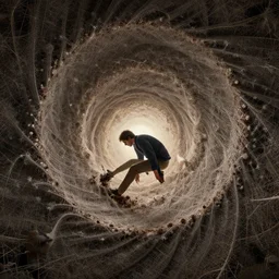a man gets sucked into a fractal, ultra realistic, concept art, intricate details, highly detailed, wide angle, by android jones, gaston bussiere, craig mullins, simon bisley