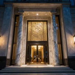 the grand marbled entrance, art by kotaro chiba, volumetric lighting, cinematic composition