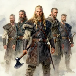 a realistic and atmospheric watercolour fantasy concept art of viking with an axe, muted colors. by rebecca guay, michael kaluta, charles vess and jean moebius giraud,
