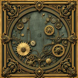 art nouveau steelpunk frame and border designs only, no figures, no faces, no people, by travis charest, moebius and mucha, intricate, ornate, circuitry, gears, painted, extremely hyperdetailed, art deco, masterpiece, sharp focus, realistic technical details