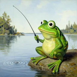 pepe the frog fishing by norman rockwell