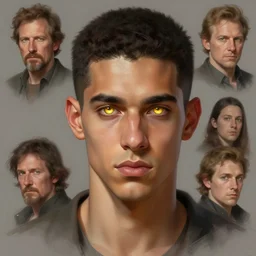 character concept portrait, rami malek with golden eyes, style digital painting, concept art, smooth, sharp focus, illustration, from metal gear, by ruan jia and mandy jurgens and william - adolphe bouguereau, artgerm