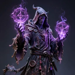 A necromancer pulsing with necrotic energy, Art by Ross Tran, power auras, sigils, tattered cloth robes, substance 3d painter, PBR textures, Physical based rendering, cinematic, hyper realism, high detail, octane render, unreal engine, 8k, Smooth gradients, High contrast, depth of field, aperture f2.8