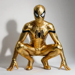 golden spiderman suit with black webbing