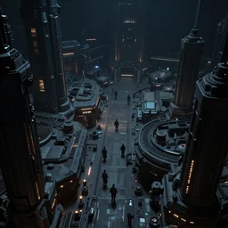 night on nar shaddaa, overhead view, distance shot, 4 k resolution, realistic, matte painting