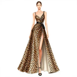 fashion design illustration with leopard print, haute couture