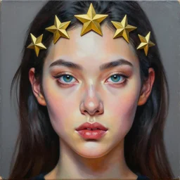intricate five star pretty lady facial portrait by casey weldon, oil on canvas, hdr, high detail, photo realistic, hyperrealism, matte finish, high contrast, 3 d depth, centered, masterpiece, vivid and vibrant colors, enhanced light effect, enhanced eye detail, artstationhd