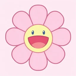 a happy flower bytakashi murakami, light pink scheme, low saturation