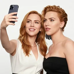 christina hendricks taking selfie with scarlet johansson,