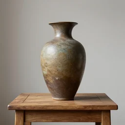 a large vase sitting on top of a wooden table, a still life by ras akyem, featured on cg society, photorealism, vray tracing, rendered in unreal engine, photorealistic