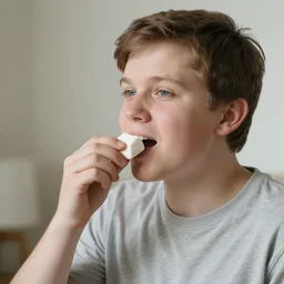 raymond holt eating a marshmallow