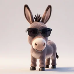 3D render of a donkey wearing cool sunglasses, artstation