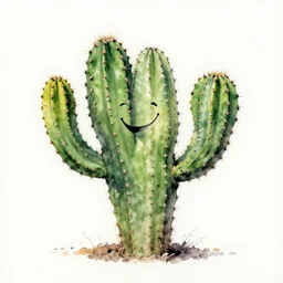 a smile to a cactus as it flinches back, surrealistic and captivating. high quality photo, ink wash. 3 5 mm f / 1.