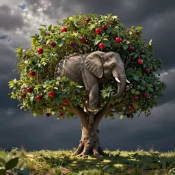 a cherry tree with an elephant hiding in it