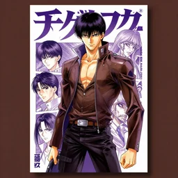 professionally drawn seinen mature ergo proxy cyberpunk detective horror action manga comic cover, full color, beautifully drawn coherent professional, drawn by ilya kuvshinov!, satoshi kon, kentaro miura, dave mckean, tsutomu nihei. japanese script kanji hiragana on the cover. minimalist stylized cover art. purple brown vibrant cel shaded