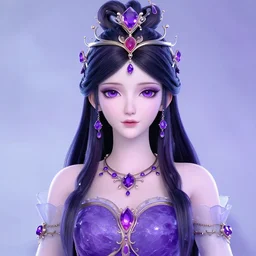 portrait princess of amethyst, glowing, beautiful, ornate and intricate purple jewelry, jaw dropping beauty, glowing background lighting, purple accent lighting, hyper detailed, fairy tale, 4 k octane render