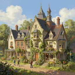 a magical village on a slow day, inspired by victorian england and amsterdam, sunny weather, highly detailed, intricate, digital painting, trending on artstation, concept art, matte painting, art by greg rutkwowski, craig mullins, octane render, 8 k, unreal engine