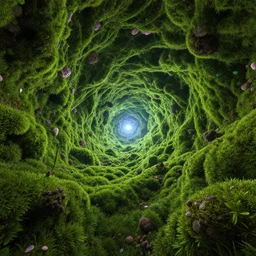a hyperdetailed psychedellic fractal moss universe, depth
