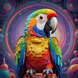 portrait of a robot parrot made out of cobblestone as a psychedelic neural tiki reptile god by naoto hattori, dan mumford, android jones, and chris dyer, deep bold colors, galactic dmt entity, depth of field, intricate beautiful painting, billions of details, octane render, portal, 8 k, detailed vector, trending on artstation, cgisociety