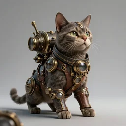 wide angle view, steampunk cat, concept art, digital art, photorealistic, 8 k