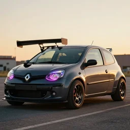 a film still of the fast and furious ( 2 0 1 1 ), of a renault twingo 9 3 with neon lights and a huge spoiler, tuning, day time, 9 0 mm, f 4. 0, golden hour lighting, highly detailed, 4 k