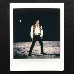 polaroid of michael jackson moonwalking on the moon