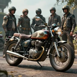 retro futuristic vintage motorcycle, atmospheric lighting, painted, intricate, volumetric lighting, beautiful, daytime, sunny weather, slight overcast, sharp focus, deep colours, ultra detailed, by leesha hannigan, ross tran, thierry doizon, kai carpenter, ignacio fernandez rios