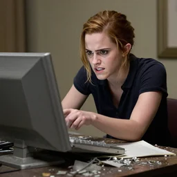 destroyed computer by angry emma watson.